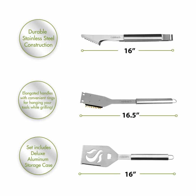 Cuisinart Outdoors® 14 Piece Deluxe Grill Tool Set - Stainless Steel - 6
