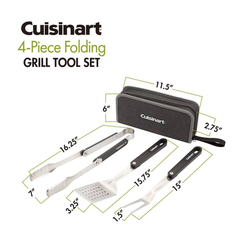Cuisinart Outdoors® 4-Piece Folding Grill Tool Set - Charcoal - 8