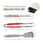 Cuisinart Outdoors® 4-Piece Grill Tool Set - Red - 4