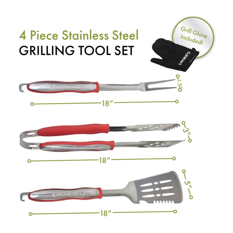 Cuisinart Outdoors® 4-Piece Grill Tool Set - Red - 4