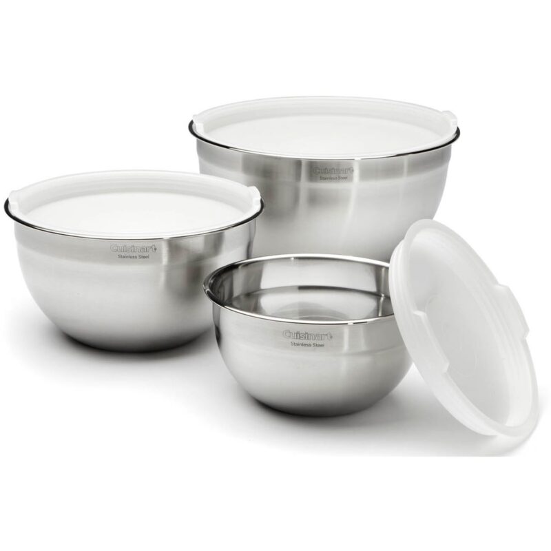 Cuisinart Stainless Steel Mixing Bowls with Lids - Set of 3 - 7