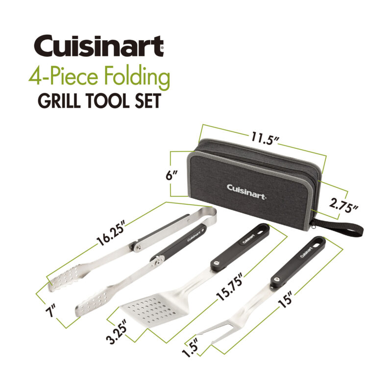 Cuisinart Outdoors 4-Piece Folding Grill Tool Set - Charcoal - 8