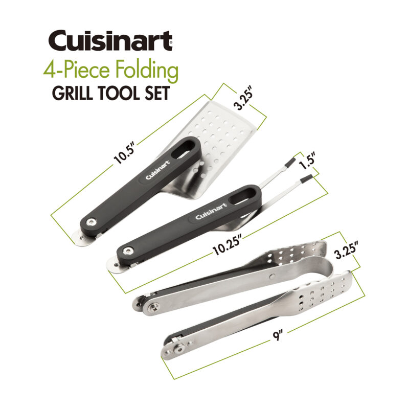 Cuisinart Outdoors 4-Piece Folding Grill Tool Set - Charcoal - 9